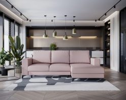 Minimalistyczna kanapa narożna rozkładana do spania ARSEN