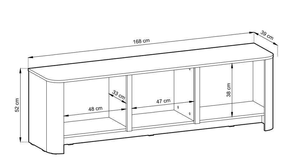 Obła szafka RTV dąb vicenza 168 cm BALO 4