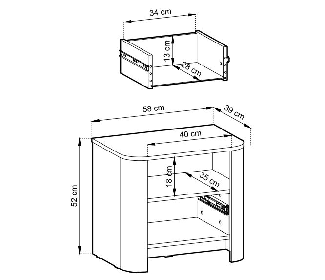Dąb vicenza obły stolik nocny BALO 4