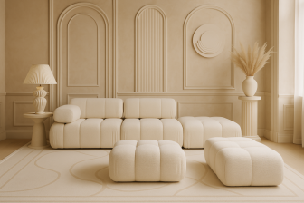 Wielka pufa kwadrat z przeszyciami do sofy modułowej