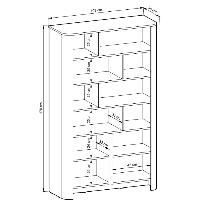 Regał obły z szafkami dąb vicenza BALO 4