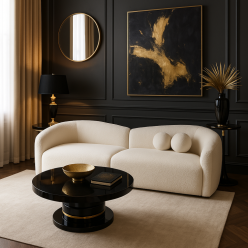 Piękna sofa półokrągła nierozkładana do salonu, biura lub poczekalni