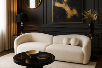 Piękna sofa półokrągła nierozkładana do salonu, biura lub poczekalni