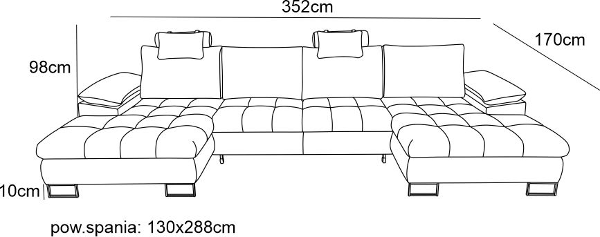 Sofa rogowa w kształcie U z funkcją spania CALDO 8