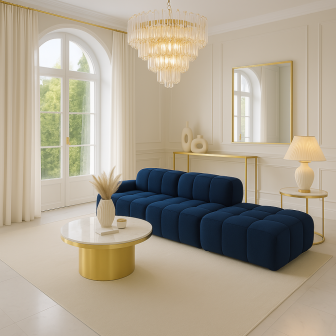 Wielka sofa do siedzenia granatowa