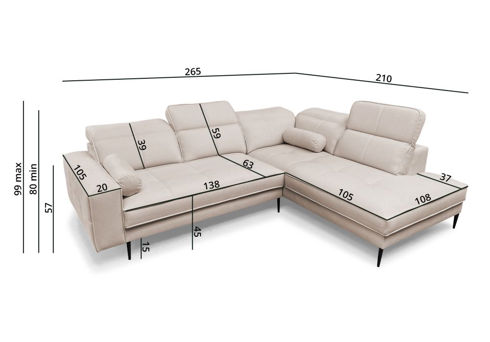 Fantastyczny narożnik do salonu bez funkcji spania BARTONE 8