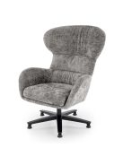 Szary fotel do wypoczynku na nogach krzyżak