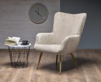 Beżowy fotel tkanina w prążki