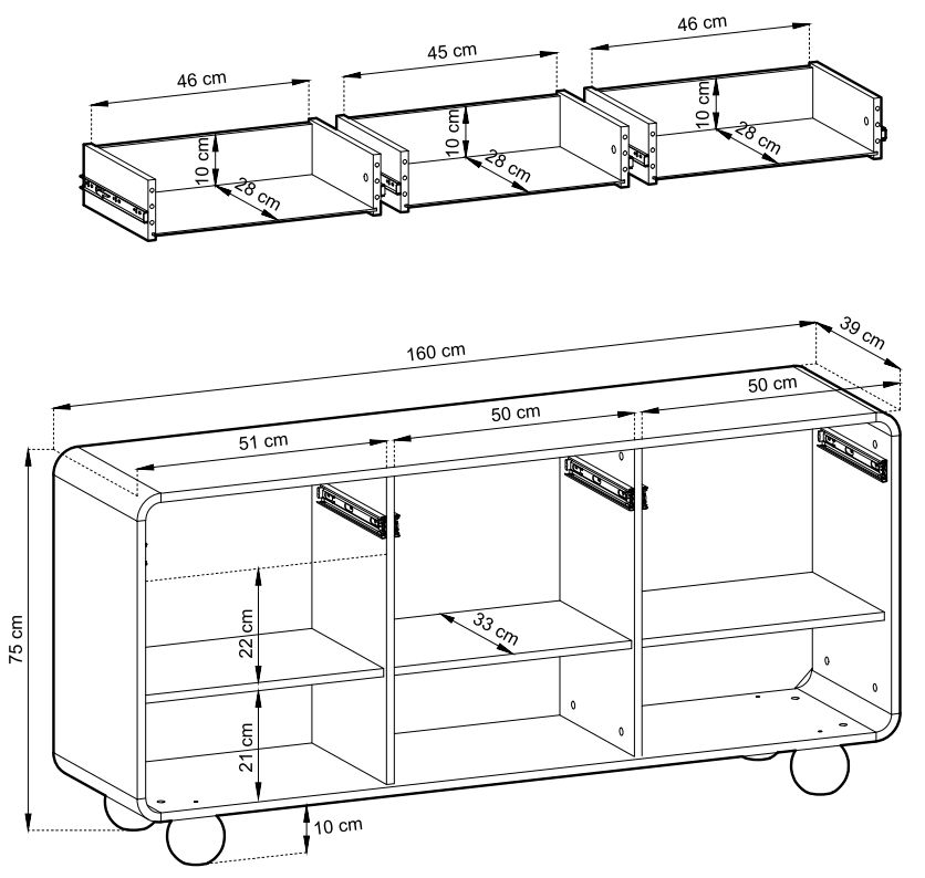 Kaszmirowa duża komoda na okrągłych nogach 160 cm SILVIA 4