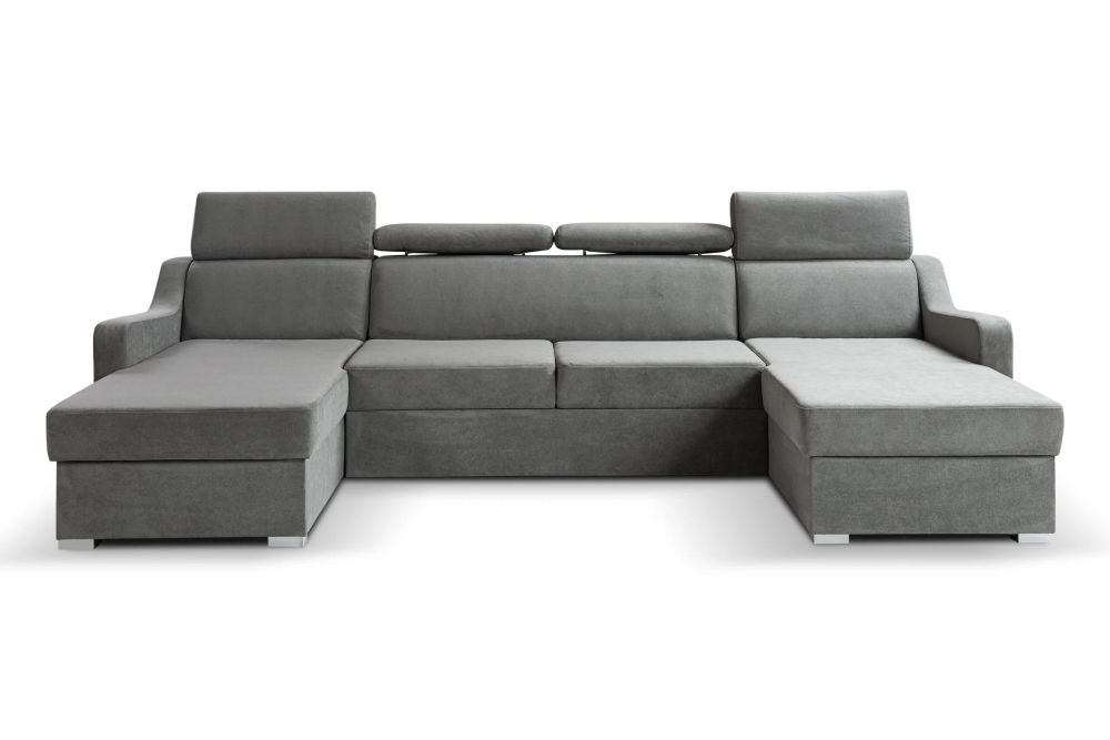 Niedrogi narożnik U z funkcją spania z zagłówkami MONARI 4