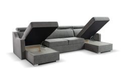 Niedrogi narożnik U z funkcją spania z zagłówkami MONARI 2