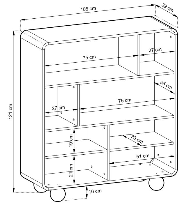 Niski regał kaszmirowy na okrągłych nogach SILVIA 4
