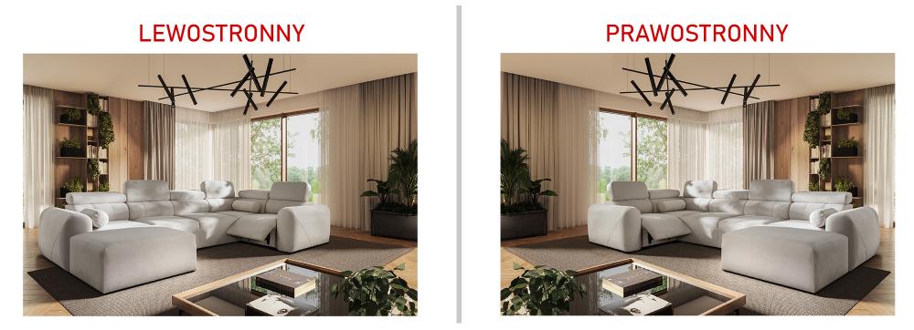 Asymetryczny narożnik U z elektrycznie rozkładanym podnóżkiem z funkcją spania AMADEUSZ 4 MIX 6