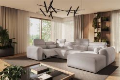 Asymetryczny narożnik w kształcie U z elektrycznie rozkładanym podnóżkiem z funkcją spania