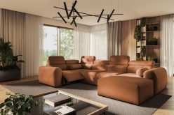 Asymetryczny narożnik U z elektrycznie rozkładanym podnóżkiem z funkcją spania