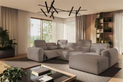 Niesymetryczny narożnik U z elektrycznie rozkładanym podnóżkiem z funkcją spania