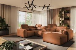 Asymetryczny narożnik U z funkcją spania z zagłówkami