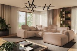 Asymetryczny narożnik U z funkcją spania puma z zagłówkami