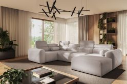 Piękny asymetryczny narożnik U z funkcją spania z zagłówkami