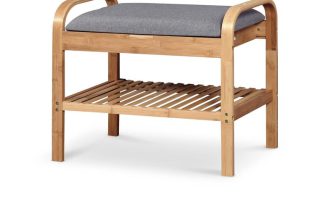 Bambusowy stojak na buty z miękkim siedziskiem