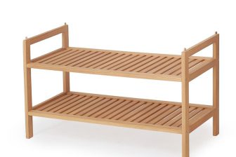Drewniany stojak na buty z 2 półkami