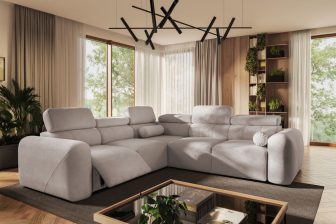 Jasny narożnik elektrycznie sterowany podnóżek relax