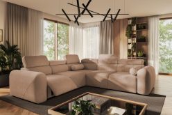 Dwustronny narożnik z elektrycznym podnóżkiem rozkładany do spania codziennego