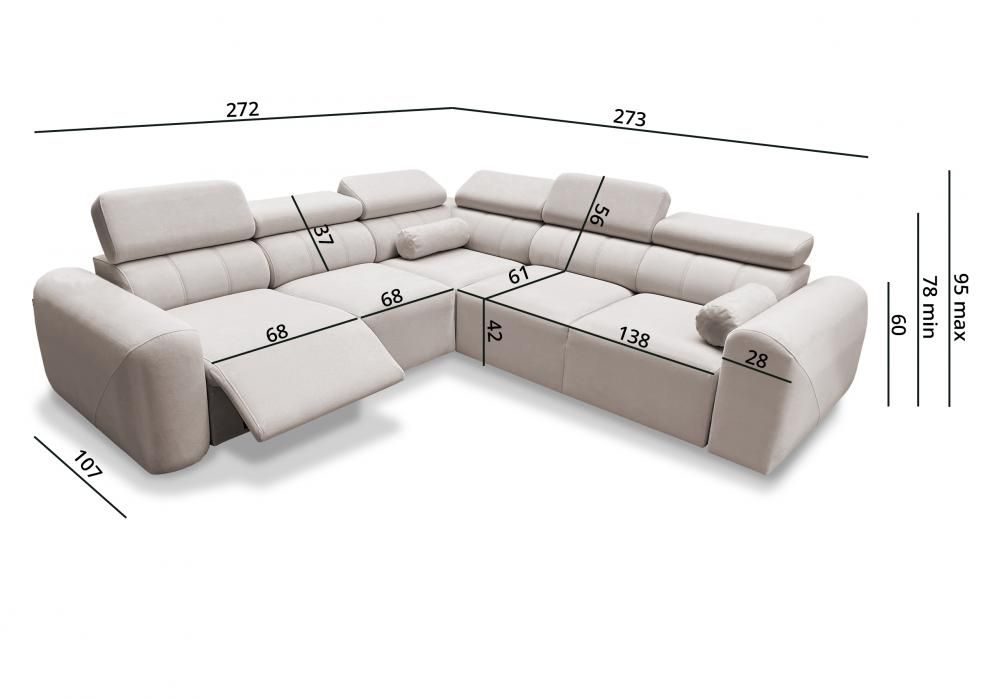 Narożnik z elektrycznym podnóżkiem z funkcją spania AMADEUSZ 3 MIX 5