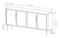 Komoda witryna 181 cm z oświetleniem led LUMENO 4