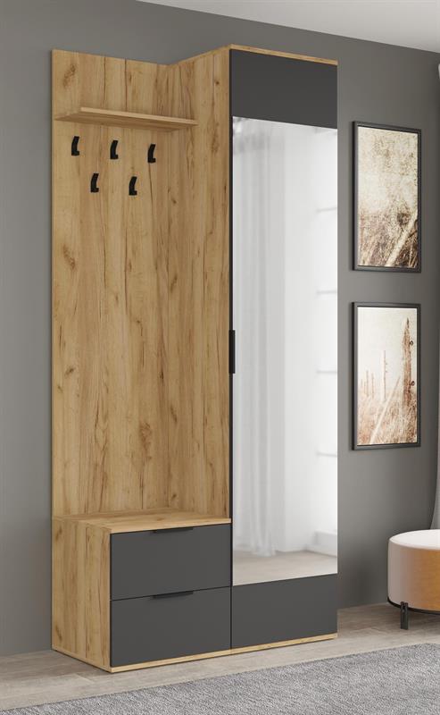 Komplet mebli do przedpokoju z lustrem z wieszakiem z siedziskiem