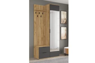 Komplet mebli do małego przedpokoju z lustrem i z siedziskiem