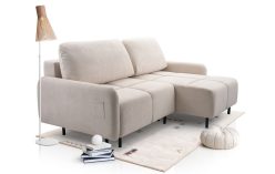 Nowoczesny kompaktowy narożnik na nogach z dużymi poduchami z funkcją spania