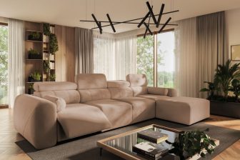 Narożnik premium z podnóżkiem sterowanym elektrycznie z funkcją spania