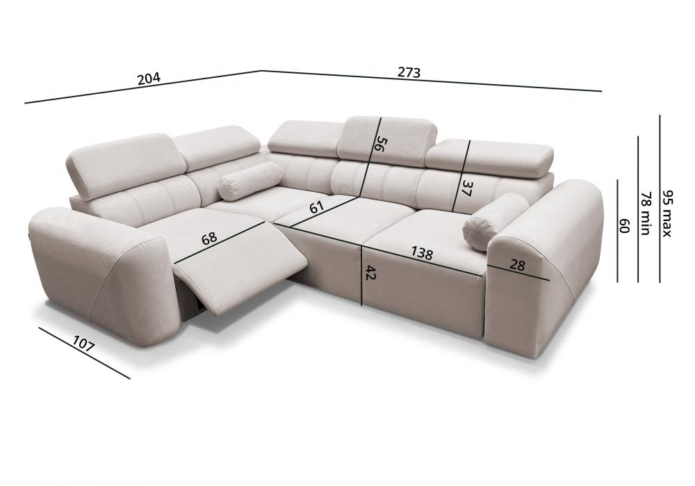 Narożnik elektryczny podnóżek z funkcją spania AMADEUSZ 2 MIX 7