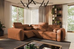 Ekskluzywny narożnik z zelektrycznym podnóżkiem z funkcją spania