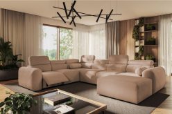 Ogromny narożnik U siedmioosobowy z elektrycznym podnóżkiem z funkcją spania