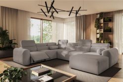 Kanapa rogowa w kształcie U siedmioosobowy z elektrycznym podnóżkiem z funkcją spania codziennego