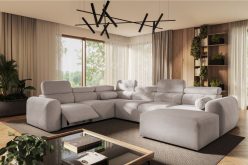 Kanapa w kształcie podkowy siedmioosobowa z elektrycznym podnóżkiem z funkcją spania