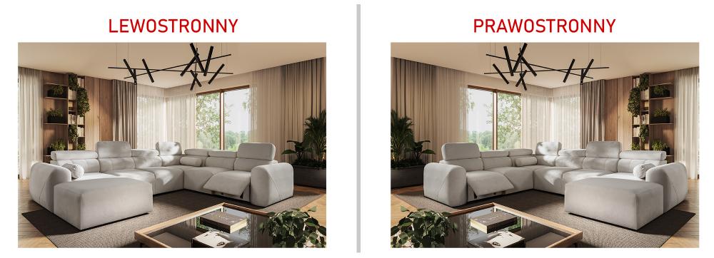 Narożnik U siedmioosobowy z elektrycznym podnóżkiem z funkcją spania AMADEUSZ 8 MIX 6