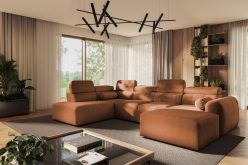 Salonowy narożnik U z dwoma pojemnikami na pościel