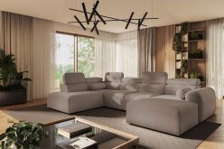 Premium narożnik podkowa z dwoma pojemnikami na pościel rozkładany z funkcją spania