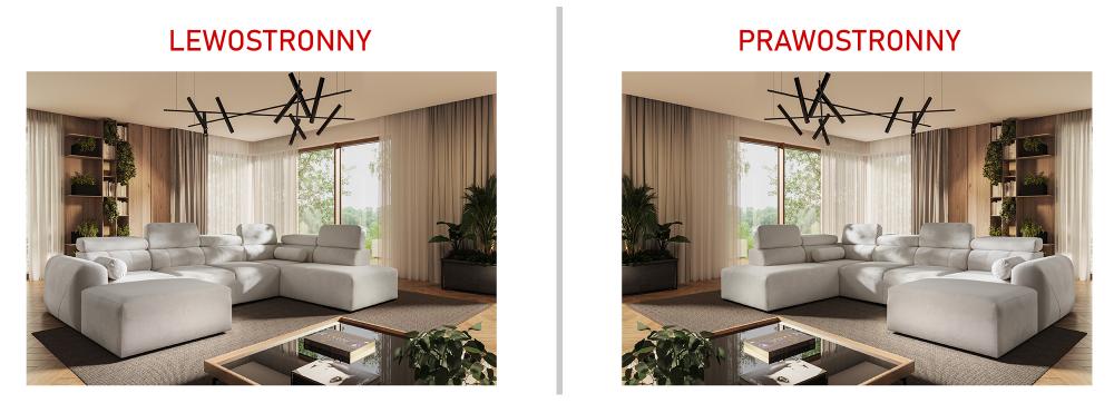 Narożnik U z dwoma pojemnikami funkcją spania AMADEUSZ 6 8