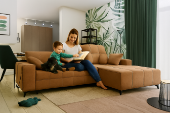 Narożnik z funkcją spania i ładowarką DAKOTA