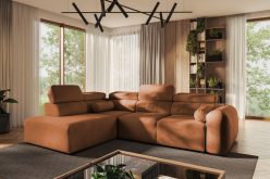 Niesymetryczny narożnik L z funkcją spania z zagłówkami