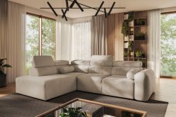 Piękny niesymetryczny narożnik w kształcie L z funkcją spania z zagłówkami