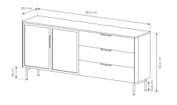 Podświetlana komoda z witryną i szufladami LUMENO 4