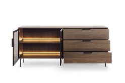 Podświetlana komoda z witryną i szufladami LUMENO 3