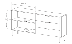 Podświetlana komoda z witryną i szufladami LUMENO 5