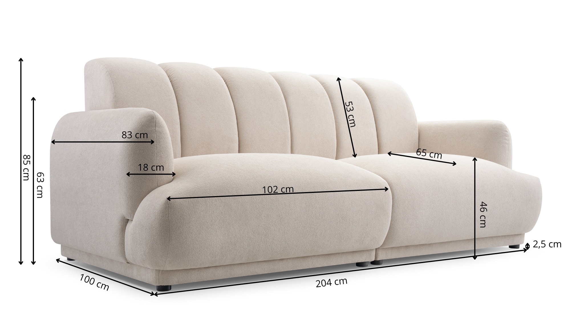 Sofa na sprężynach falistych CANTO 4