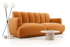 Miodowa sofa na sprężynach falistych